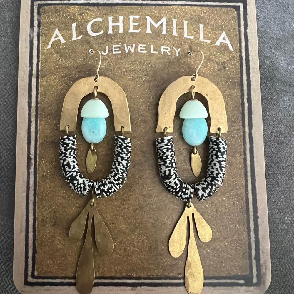 Alchemilla drop beaded hoop earrings